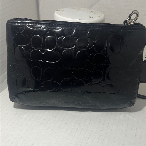 Coach Black Embossed Wristlet with Heart Charm - Picture 4 of 5